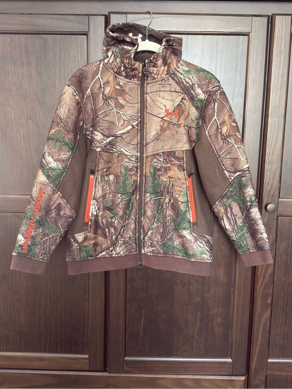 Under Armour Youth Realtree Xtra Fleece Hunting Jacket Brown Camo XL